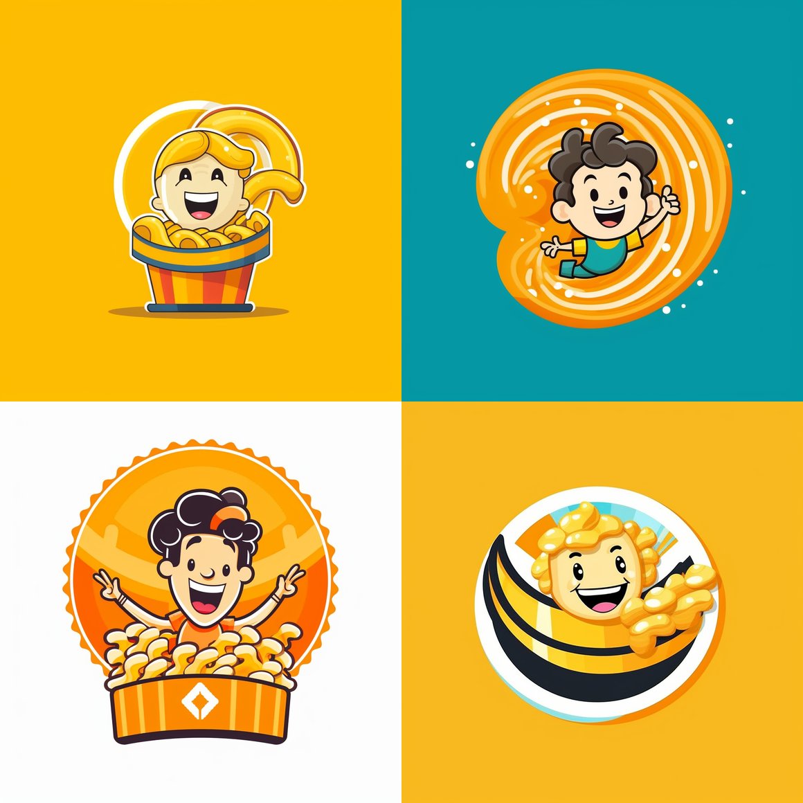 Mid-Travel Spiral Macaroni Snack Mascot Design for Wahana Rasa Brand