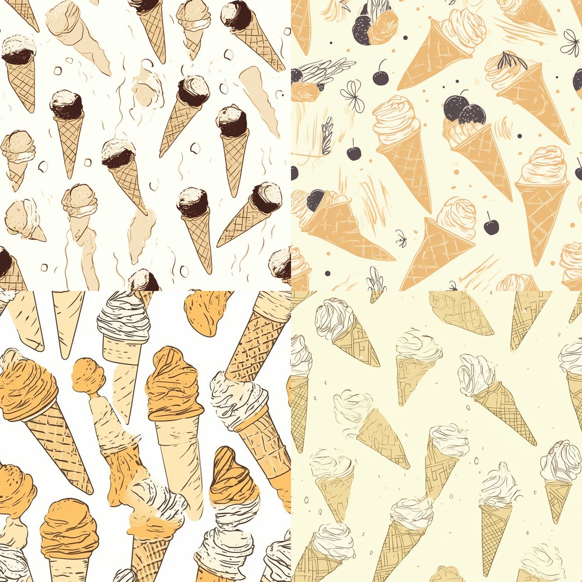 Retro Ice Cream Pattern Modern Artwork Midpoint Progress