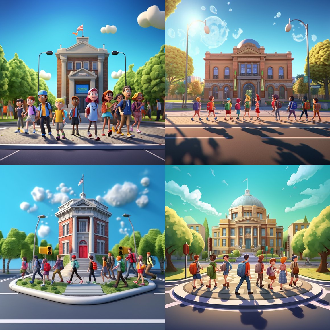 Midday Museum Adventure: A 3D Cartoon Journey