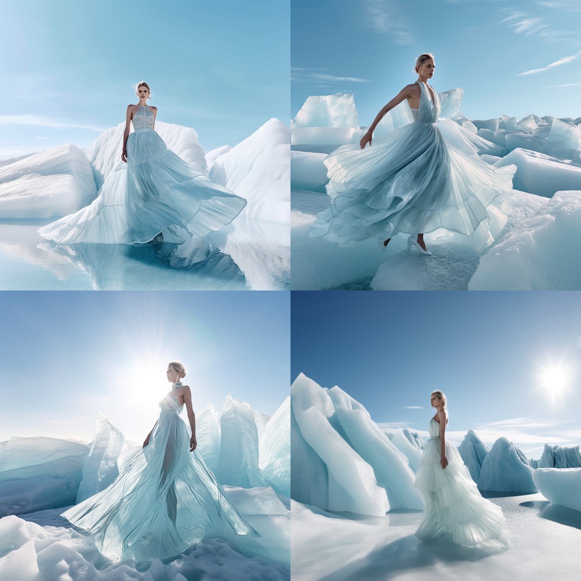 A Supermodel's Journey Across Frozen Turquoise Terrains
