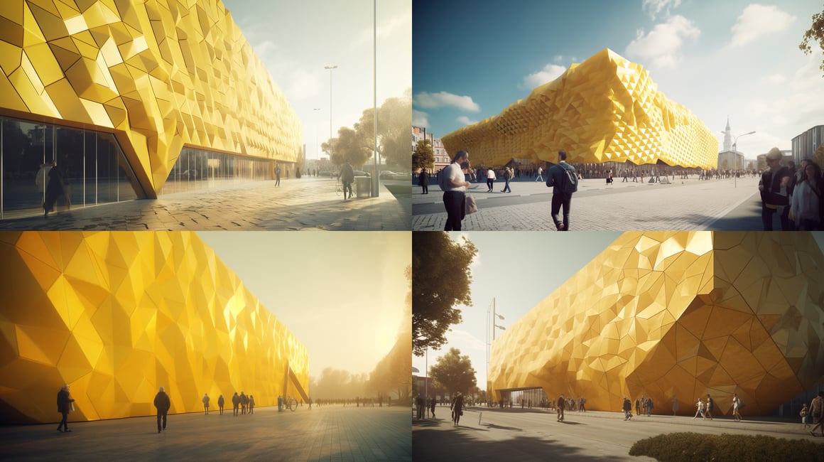 Retro-Futuristic Journey at the Bjarke Ingels' Exhibition Centre Render in 16K Quality