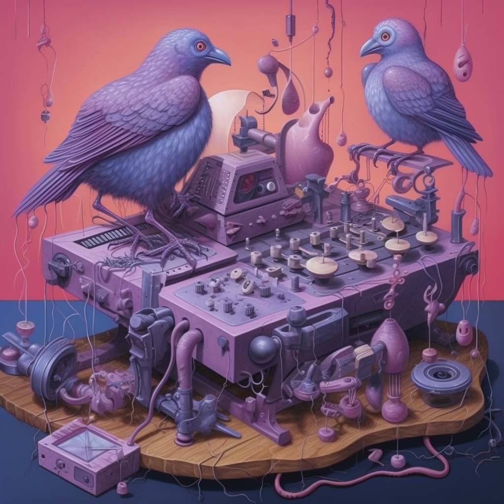 A Surrealistic Fusion in Purple and Pistachio