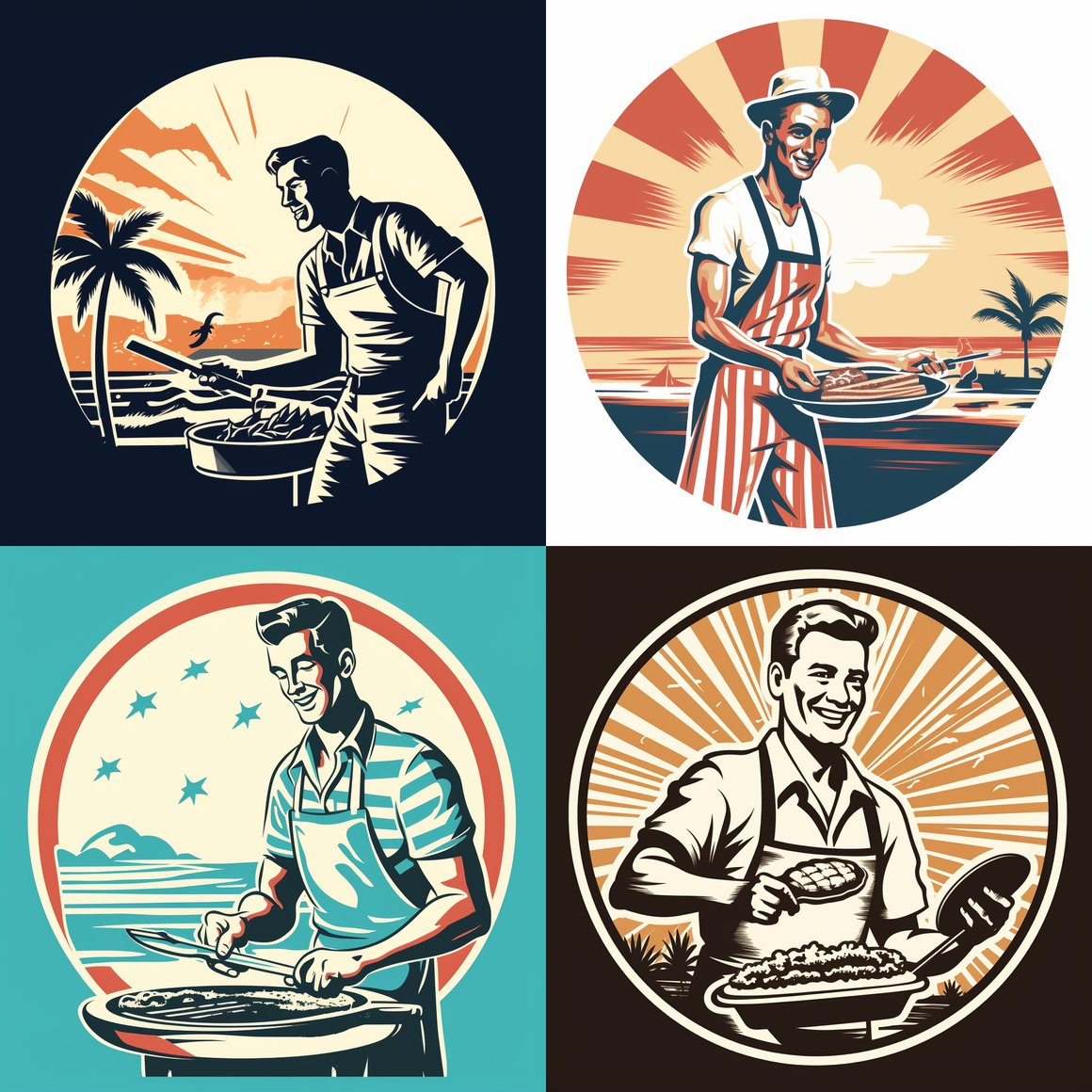Retro Beach BBQ Icon Creation