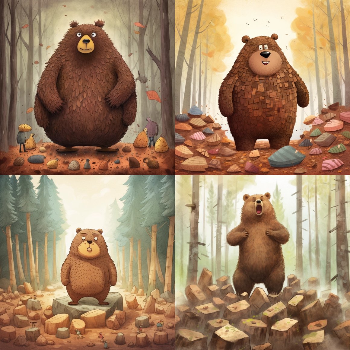 Midnight Encounter: Agitated Bear Illustration