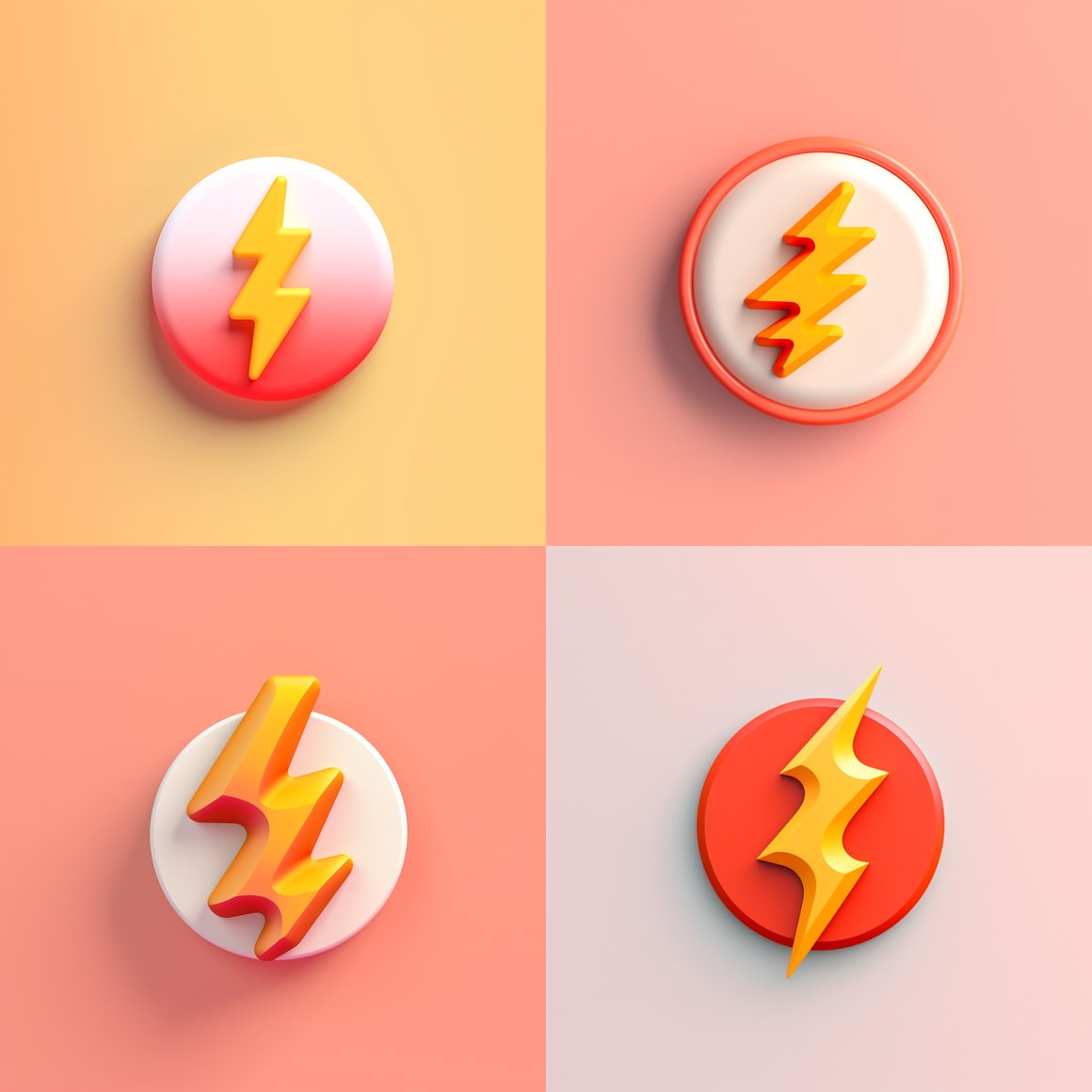 Neo-Pop Journey: Minimalistic 3D Lightning Icon Render