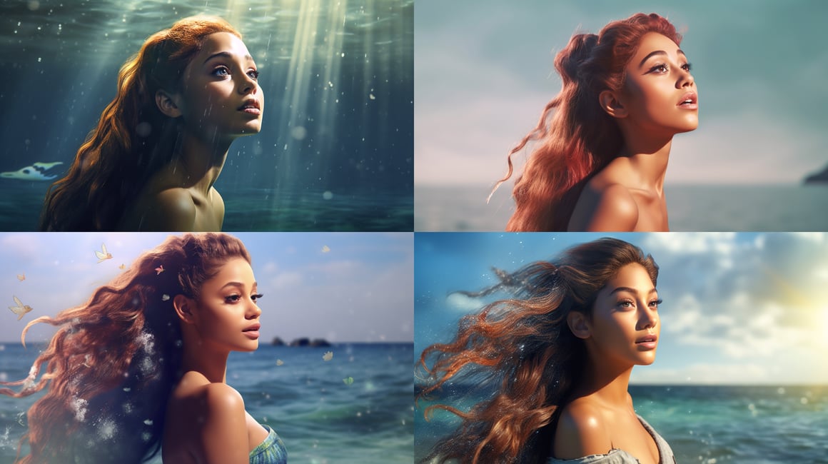 Ariana Grande's Mid-Journey Mermaid Transformation in Ultra-Realistic 8K Cinematic Detail