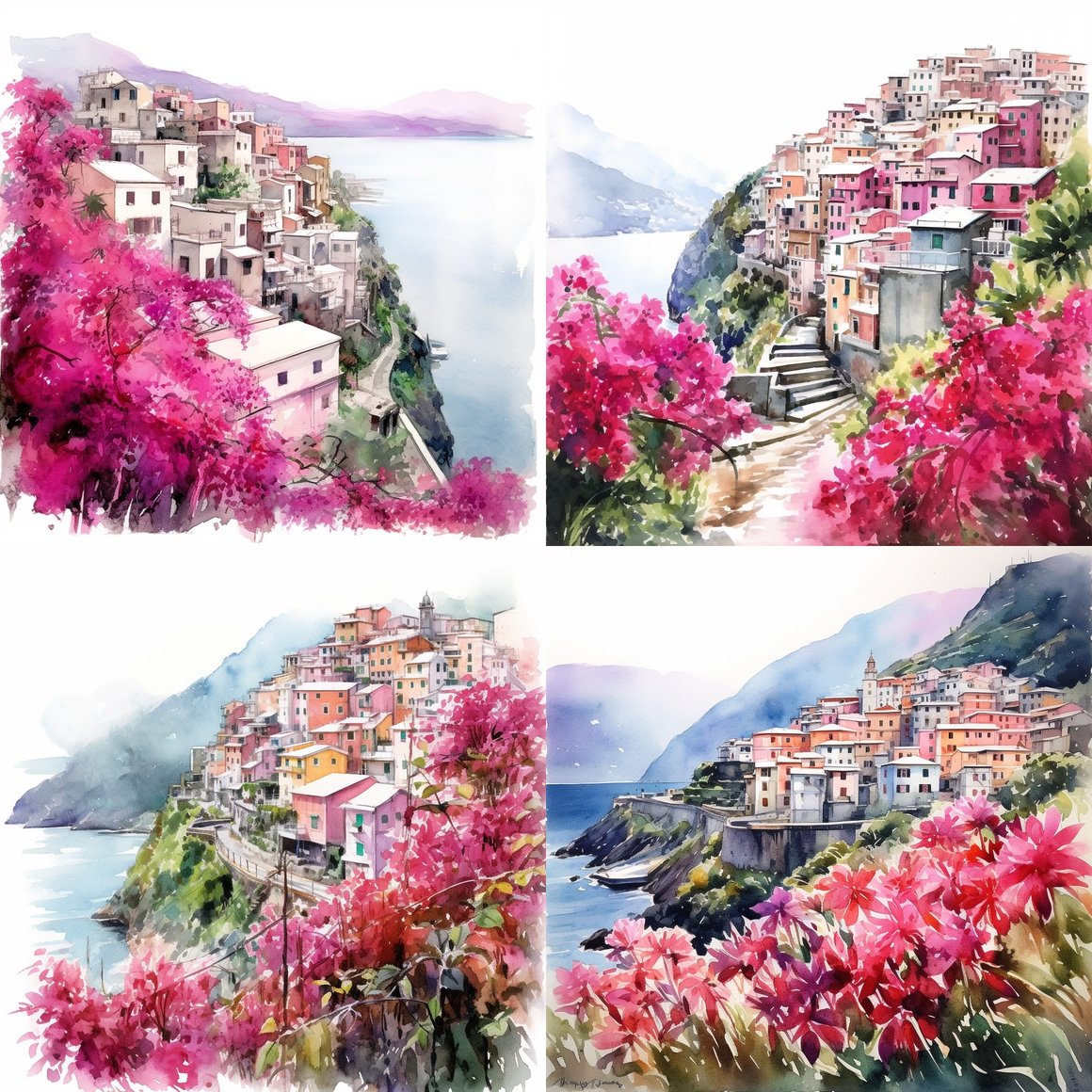 Cinque Terre Journey: Gagliardi-Inspired Watercolor