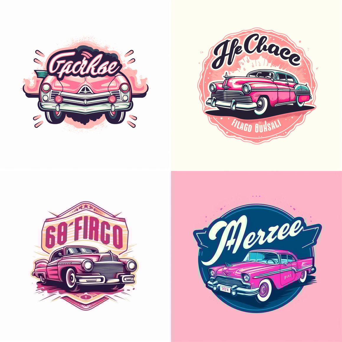 Retro Grease Musical Logo Design with Vintage Car Element