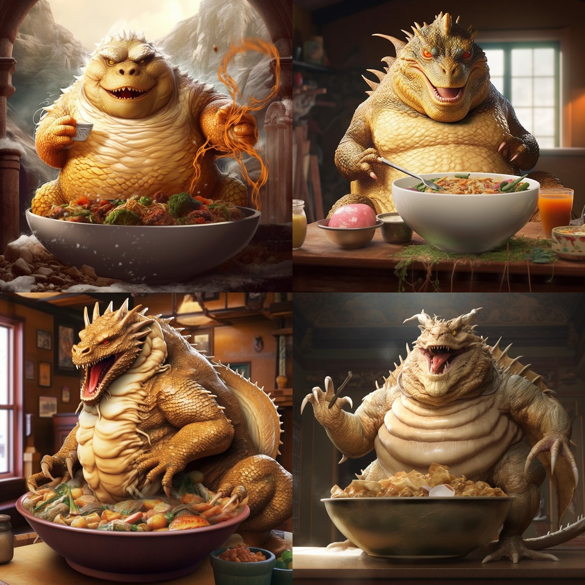 Chubby Dragon's Ramen Break: A Mid-Journey Capture