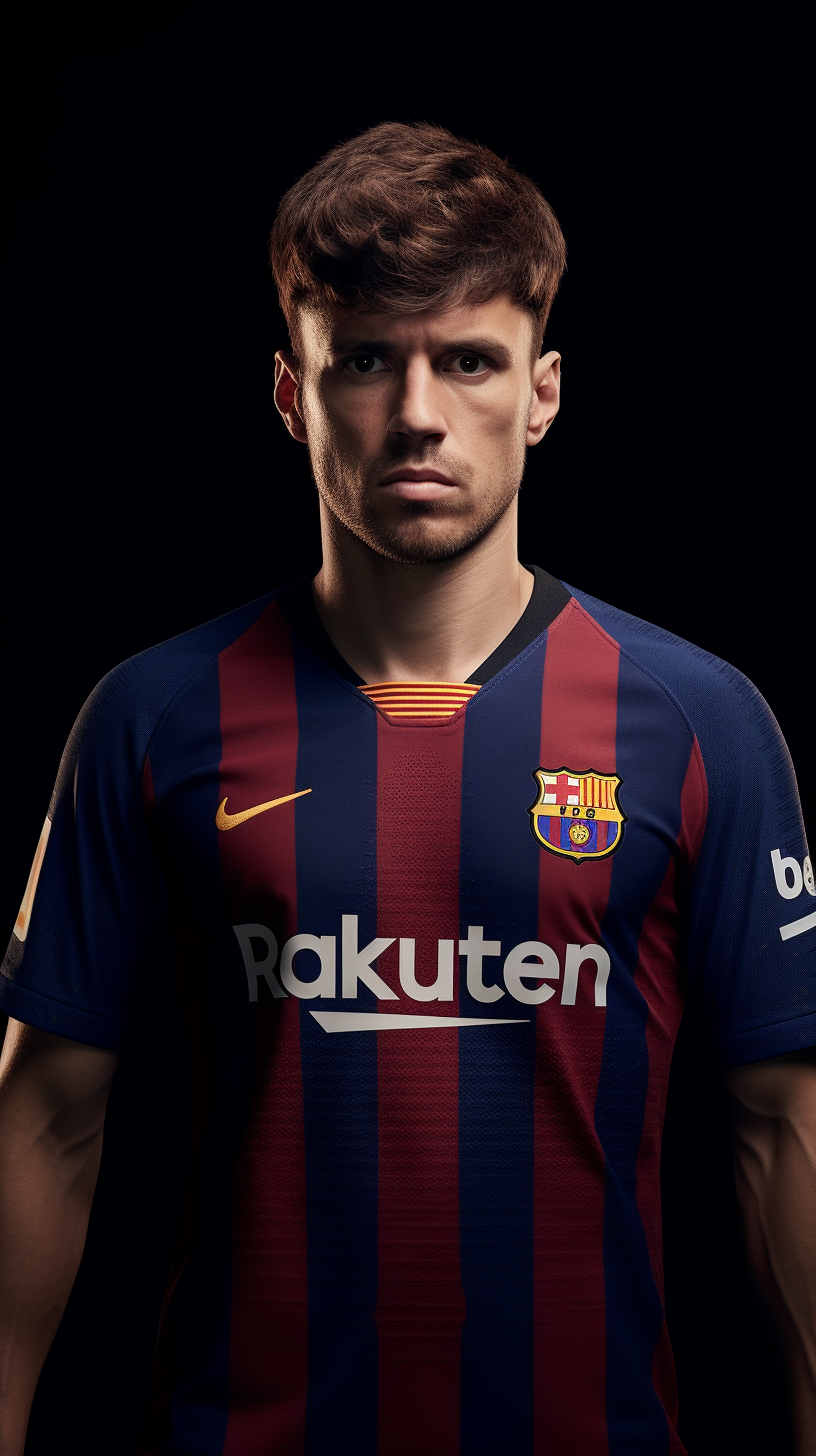 Mid-Journey Portrait of Pablo Gavi in FC Barcelona Jersey