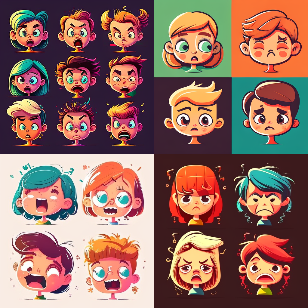 Children's Expressions Vector Illustrations