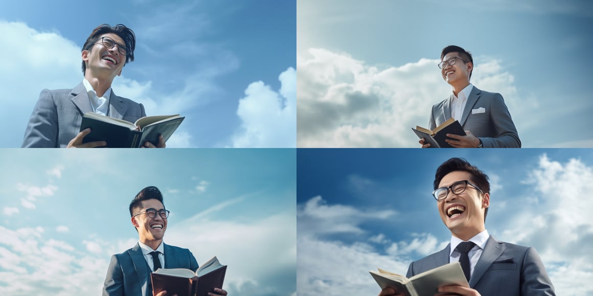 A Successful Asian Businessman Against The Sky Backdrop