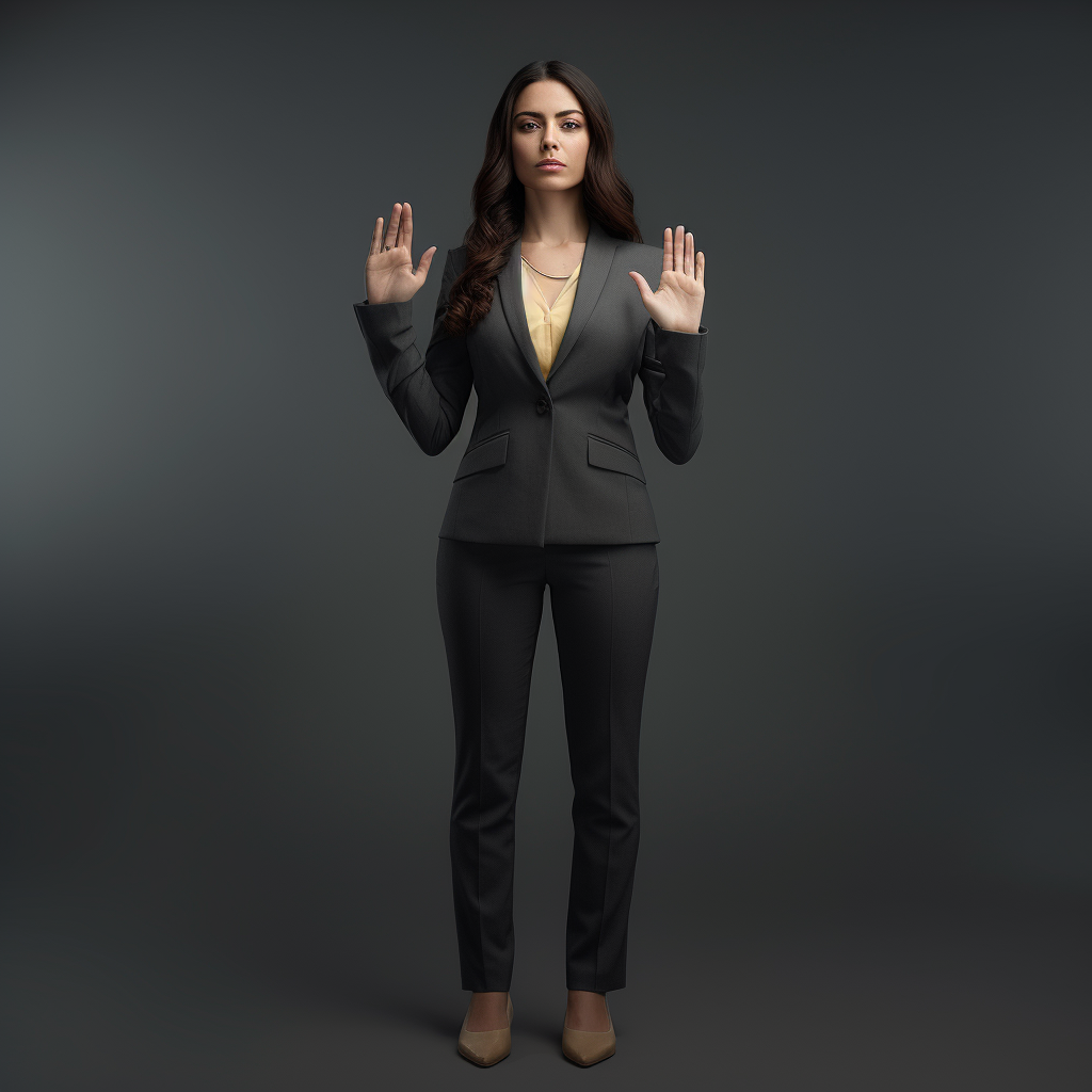 Ultra-Detailed HD Presentation of a Professional Woman Asserting 'No'
