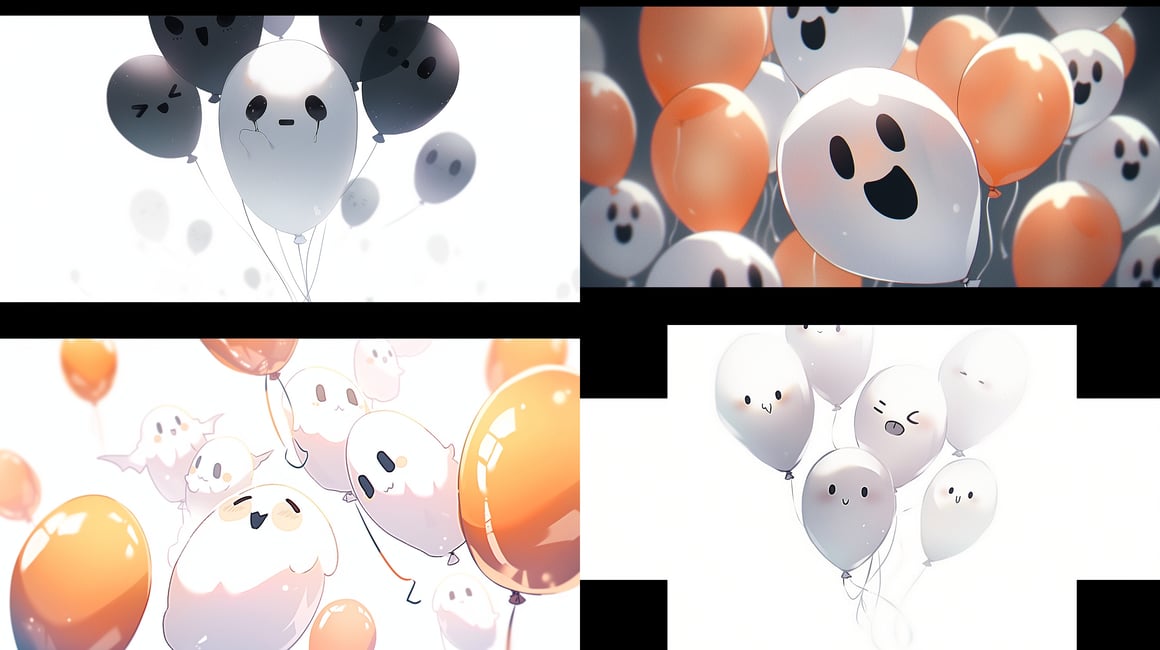 Halloween Themed Balloons Mid-Journey Macro Shot