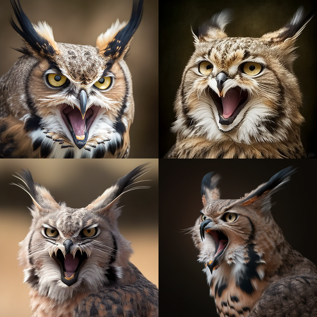 Halfway Transformation from Lynx to Great Horned Owl