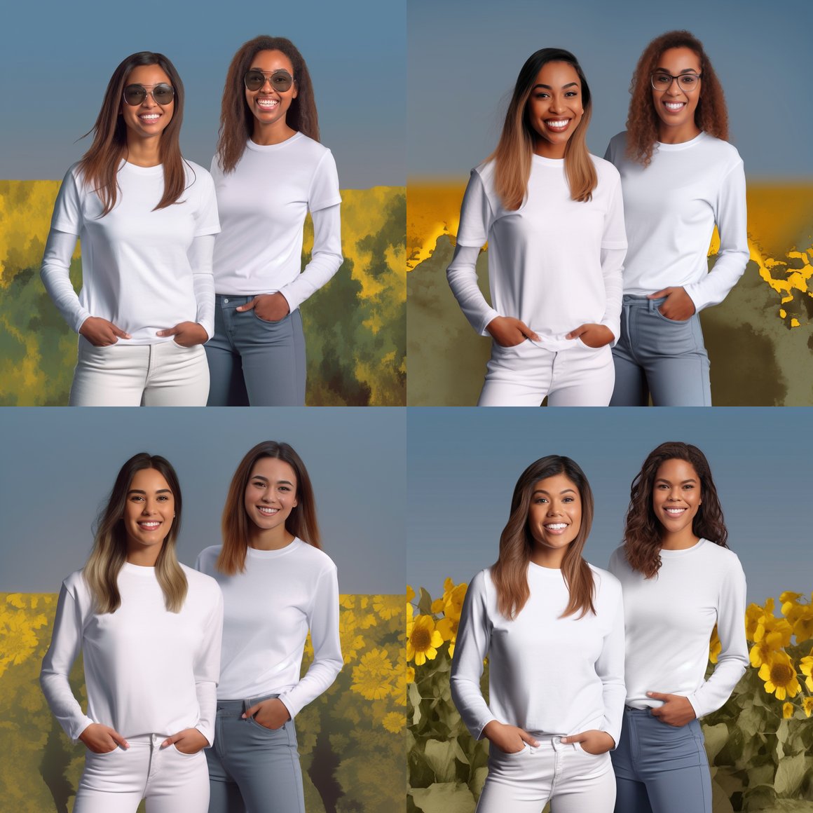 Sunflower Field Photoshoot with Twin Female Models