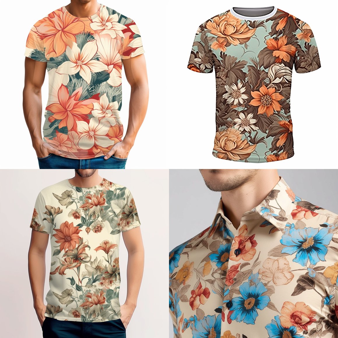 Retro Floral Artistry: Mid-Trip Exploration for Men