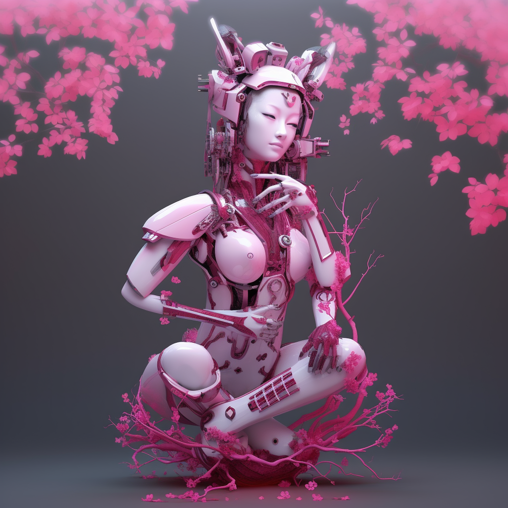Neon Geisha Cyborg in Mid-Journey