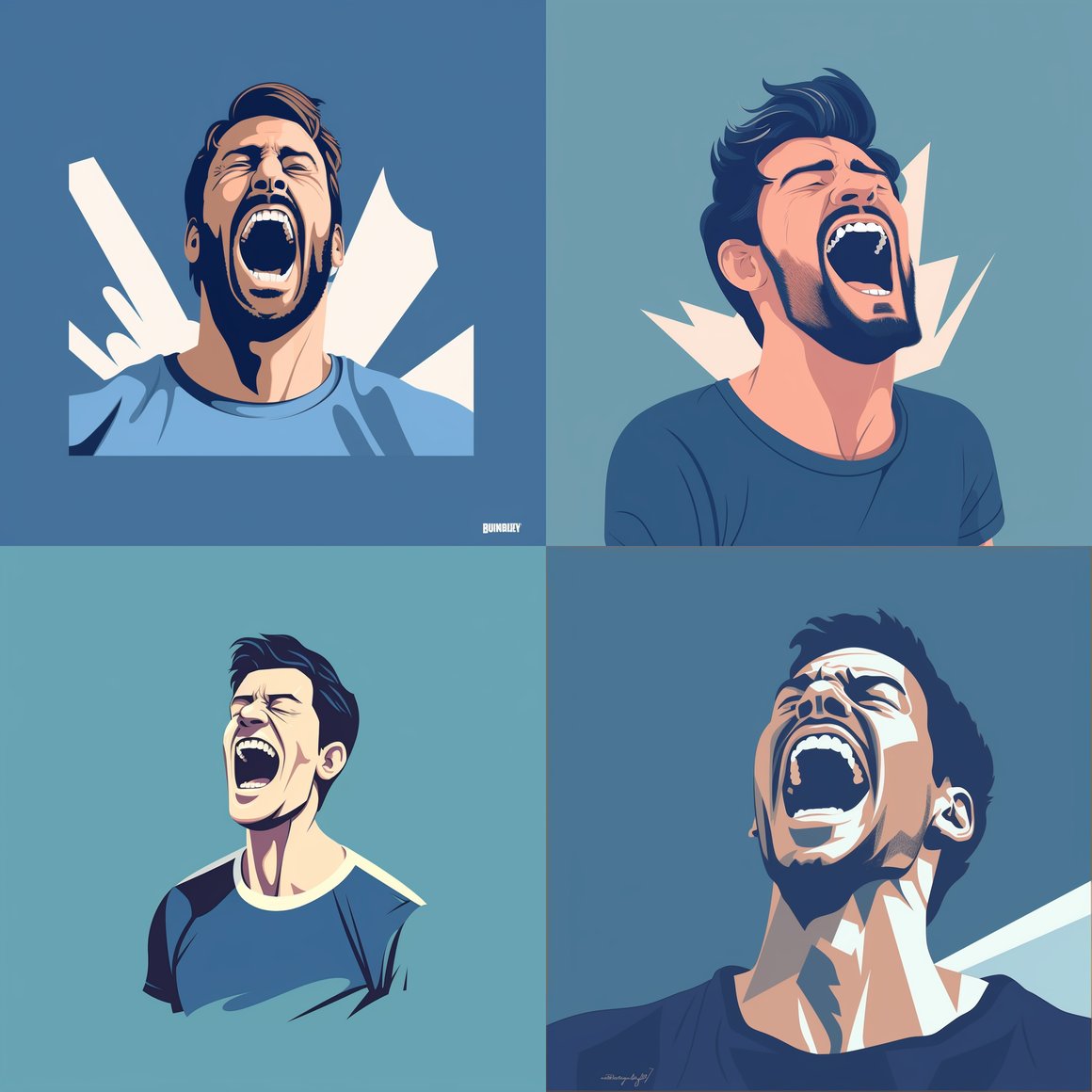 Resilience in Minimalism: Man Clenching Teeth Illustration