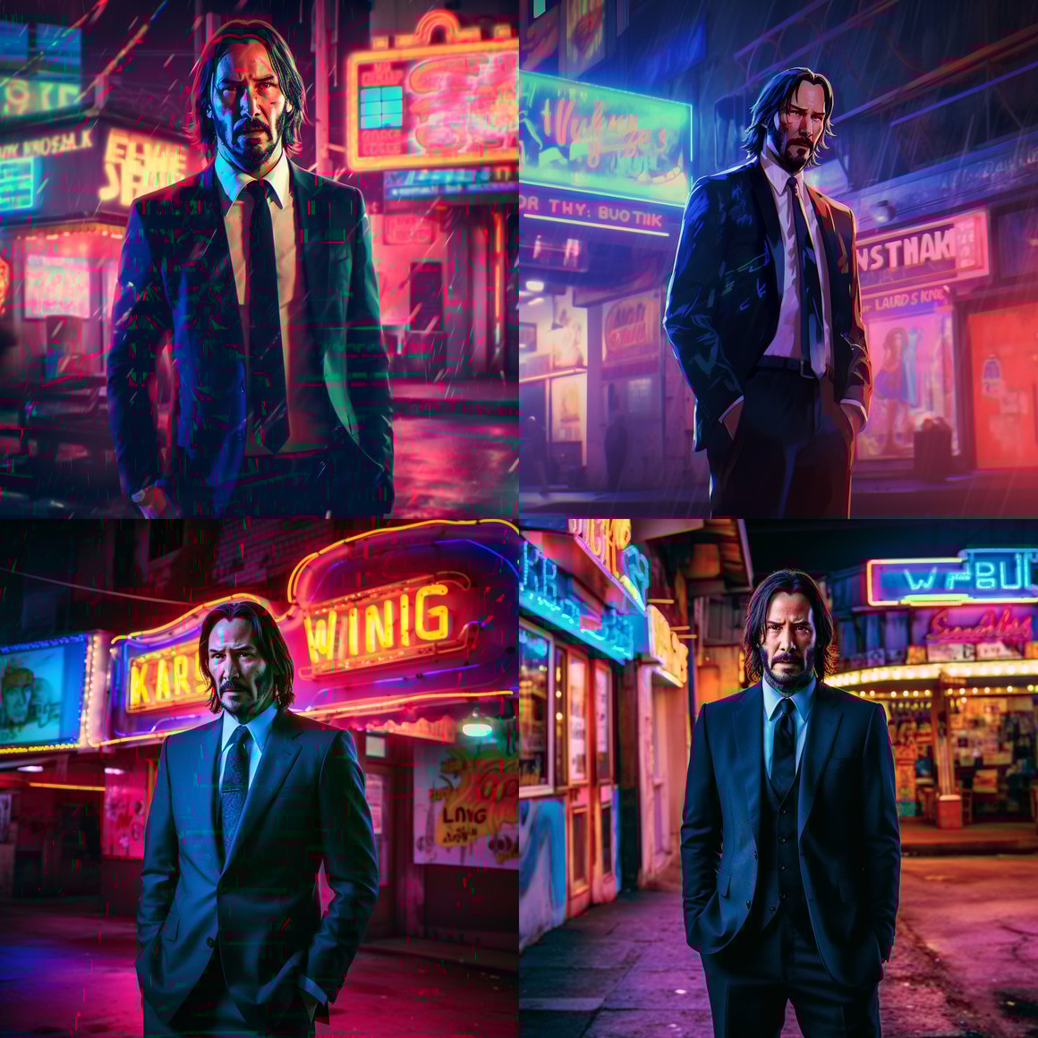 Neon Nights: John Wick's Mid-Journey Encounter