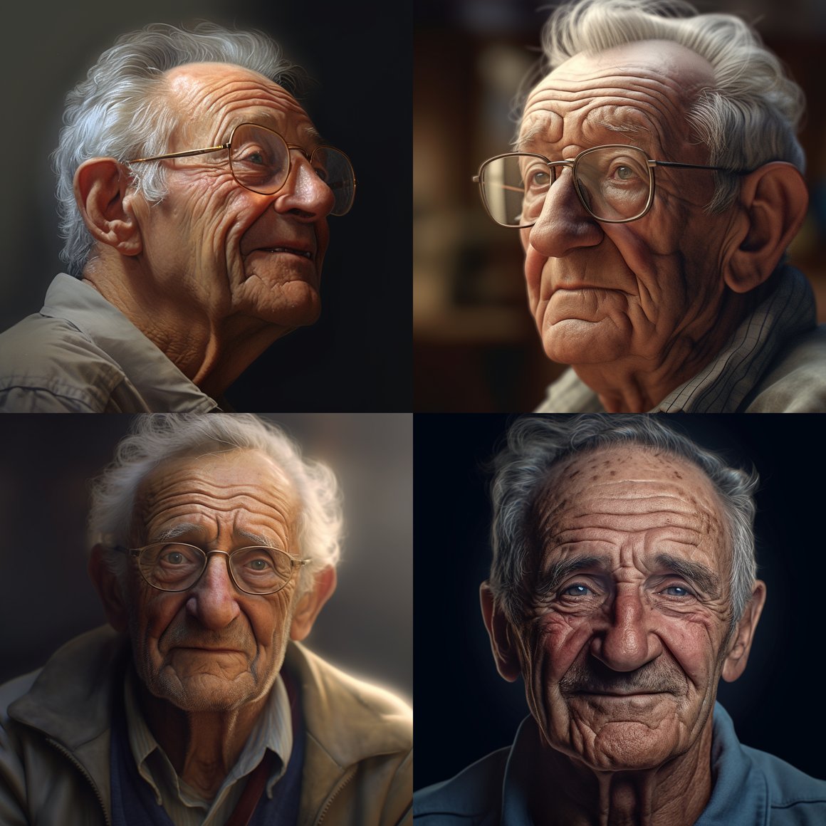 A Super-photorealistic Portrait of a Smiling Grandfather