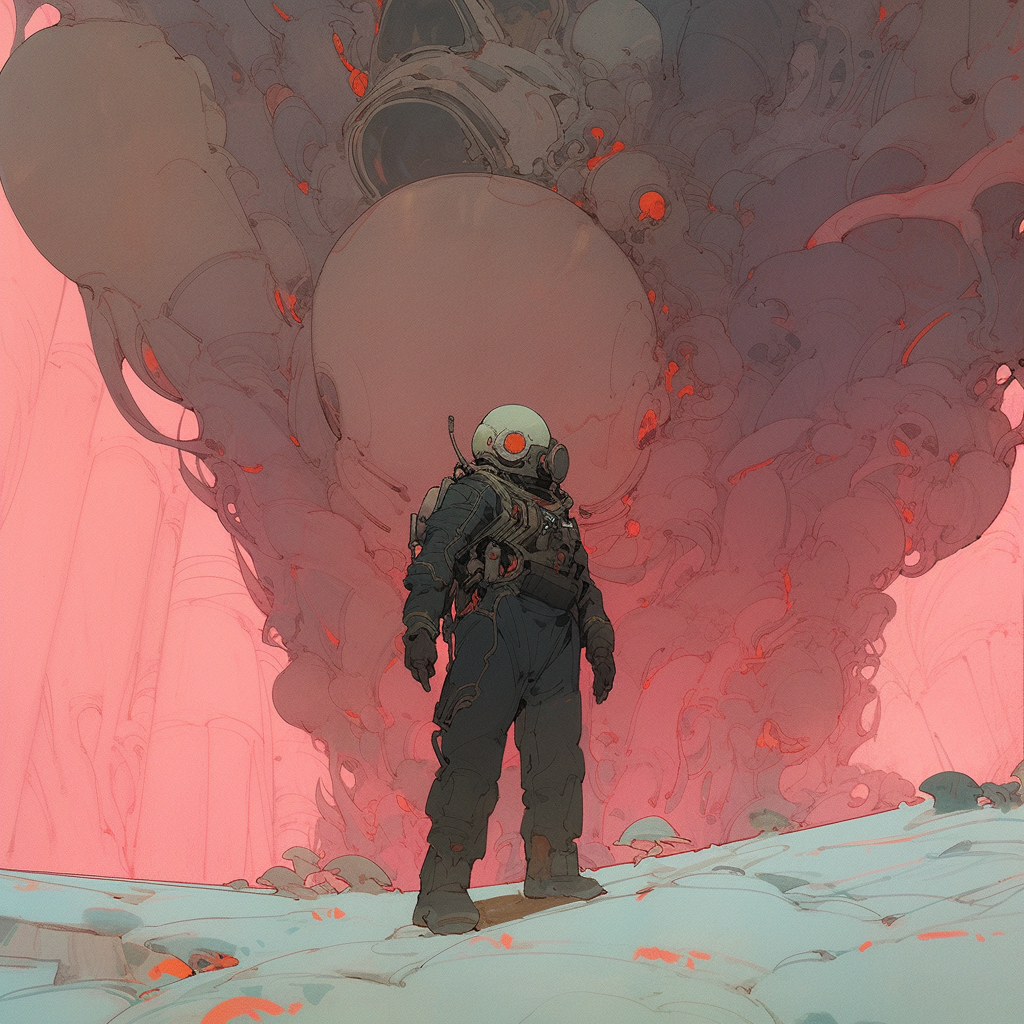 Astronaut's Encounter with Ascarididae on Alien Planet