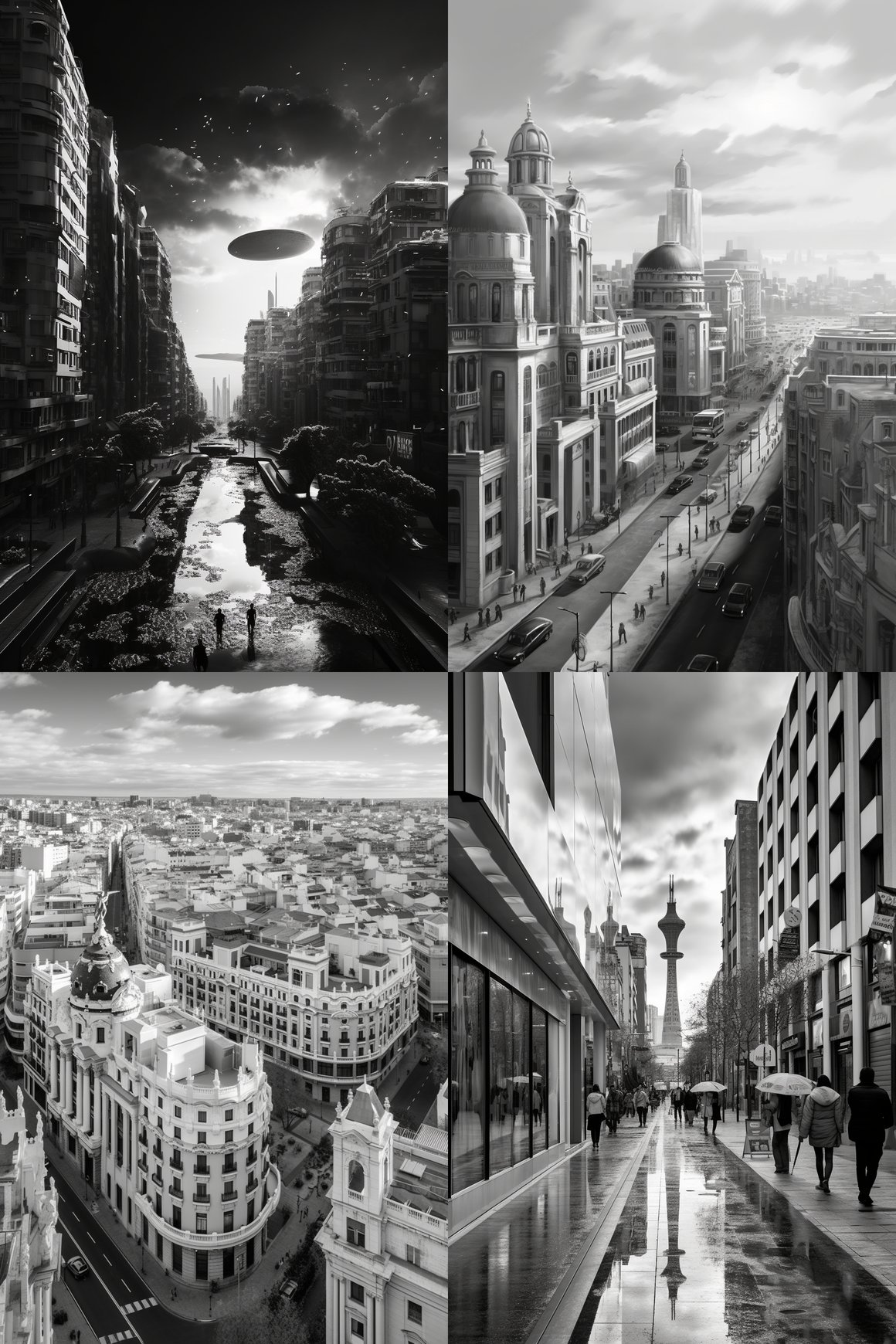 Desolate Madrid: A Future Perspective in Monochrome