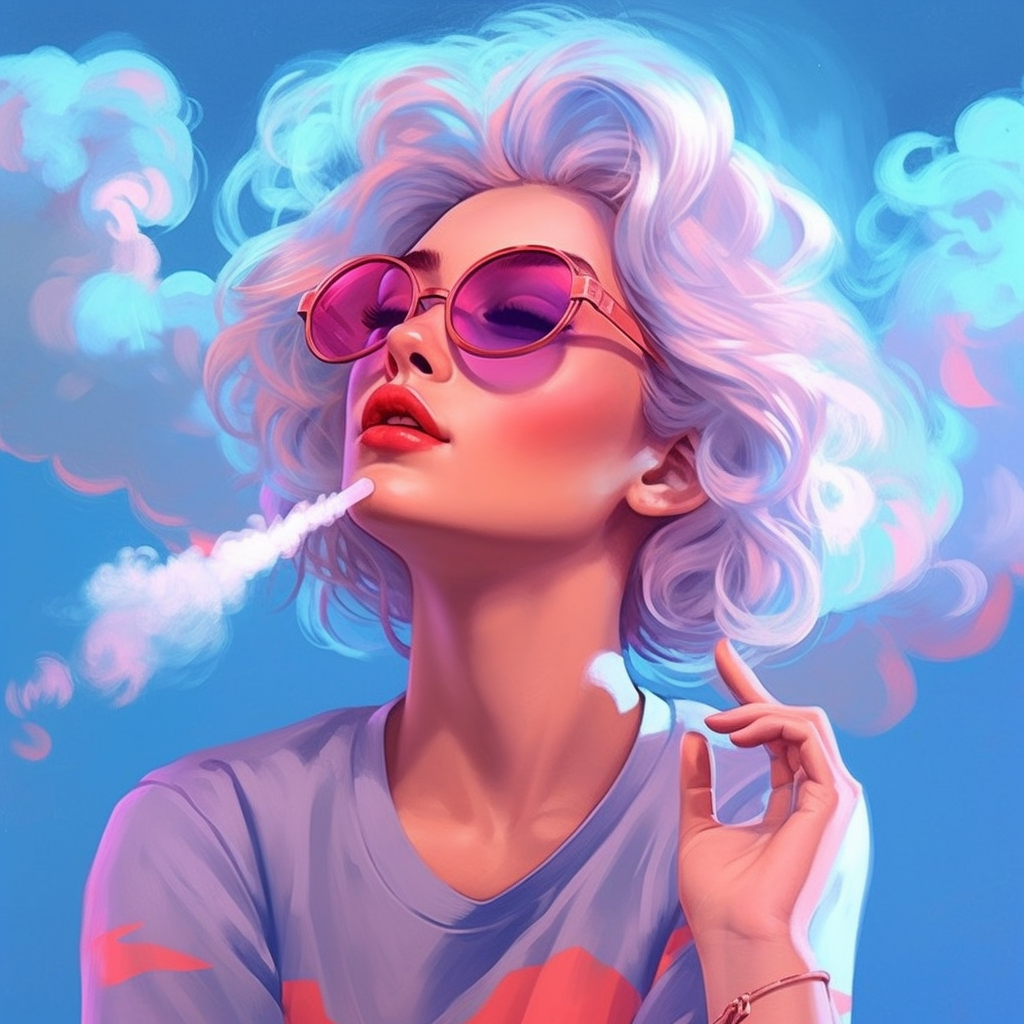 Neon Serenity: Portrait of a Blissful Skydweller