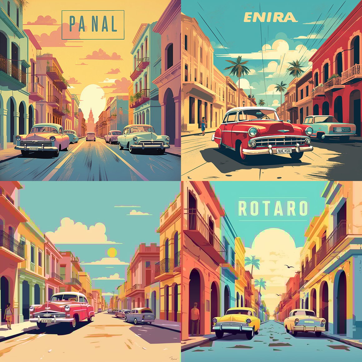 Havana Old Town Travel Poster in James Northfield Style