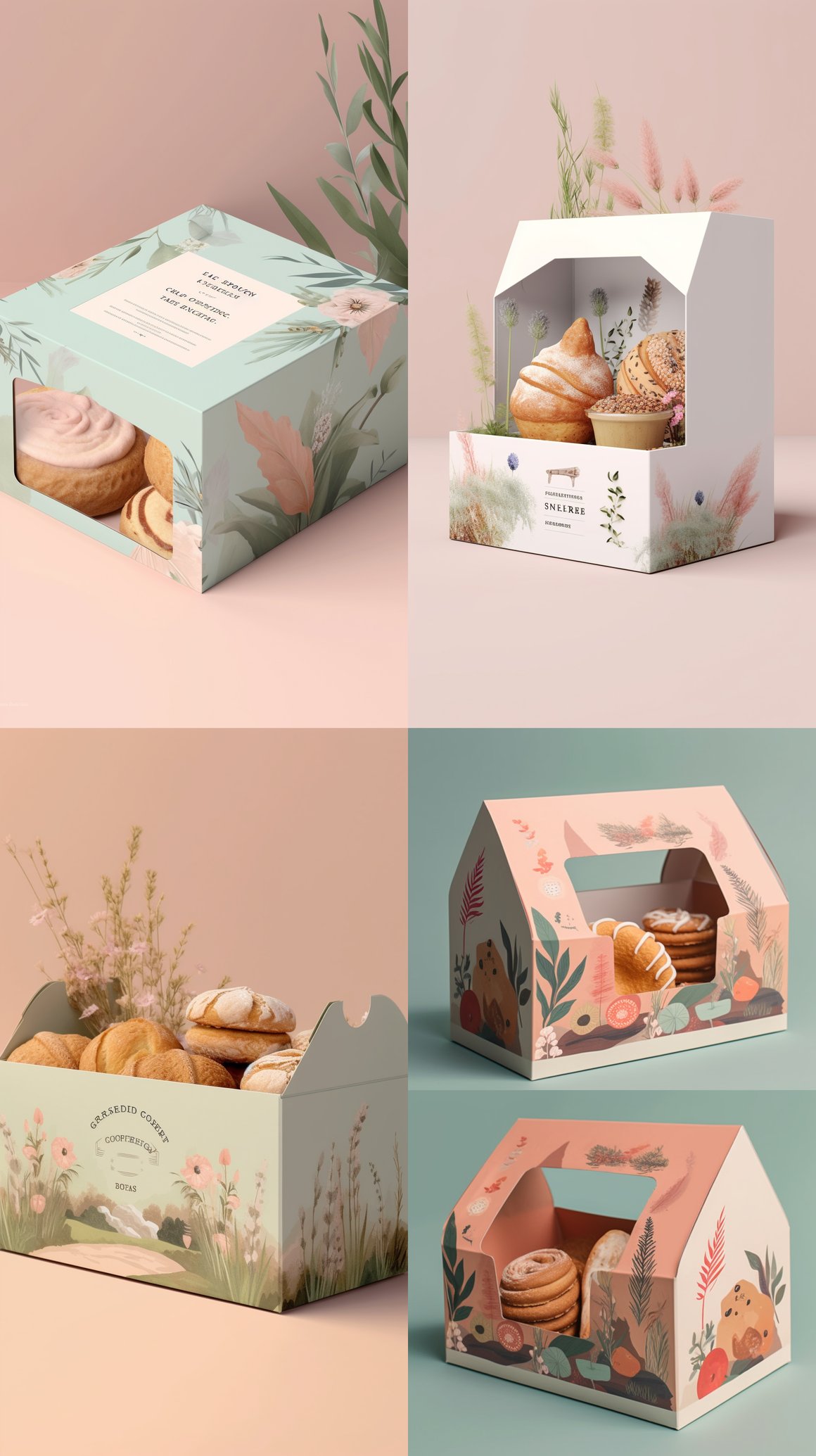Nature-Inspired Pastel Coloured Bakery Box Mockup Mid-Journey Snapshot