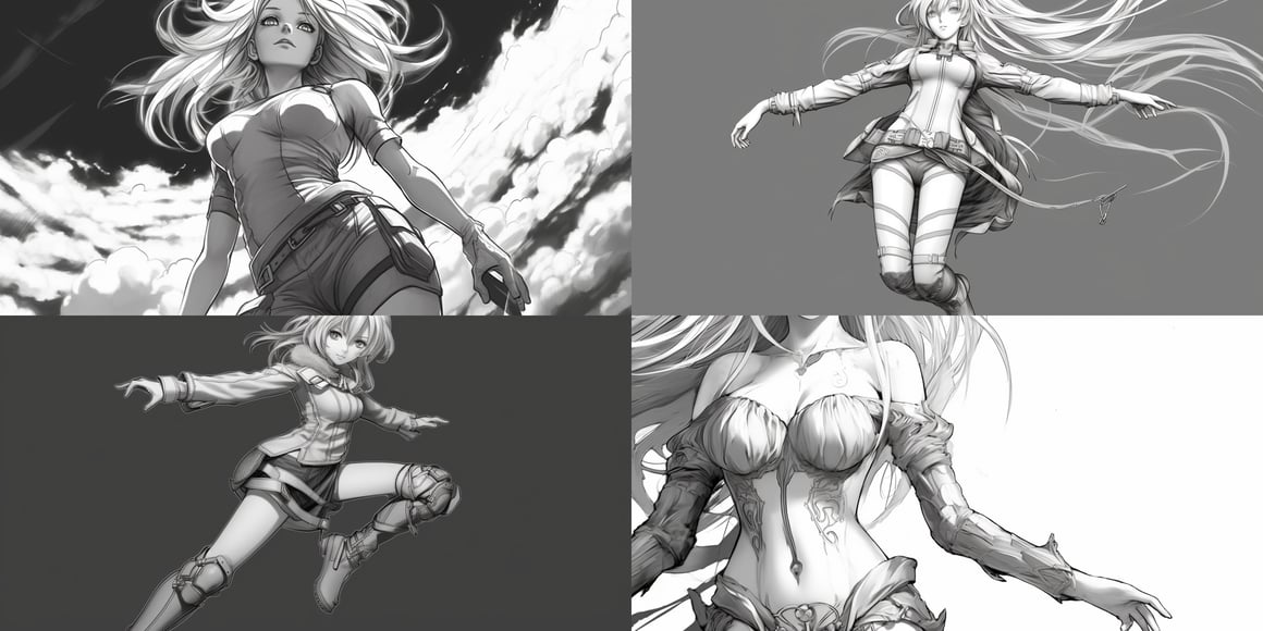 Detailed Anime Artistry in Black & White