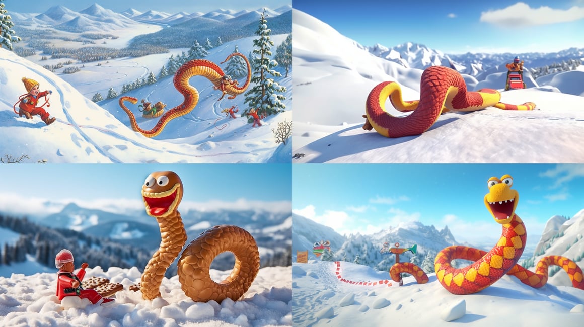 A Stylized Mid-journey Tale at the Snowy Slopes