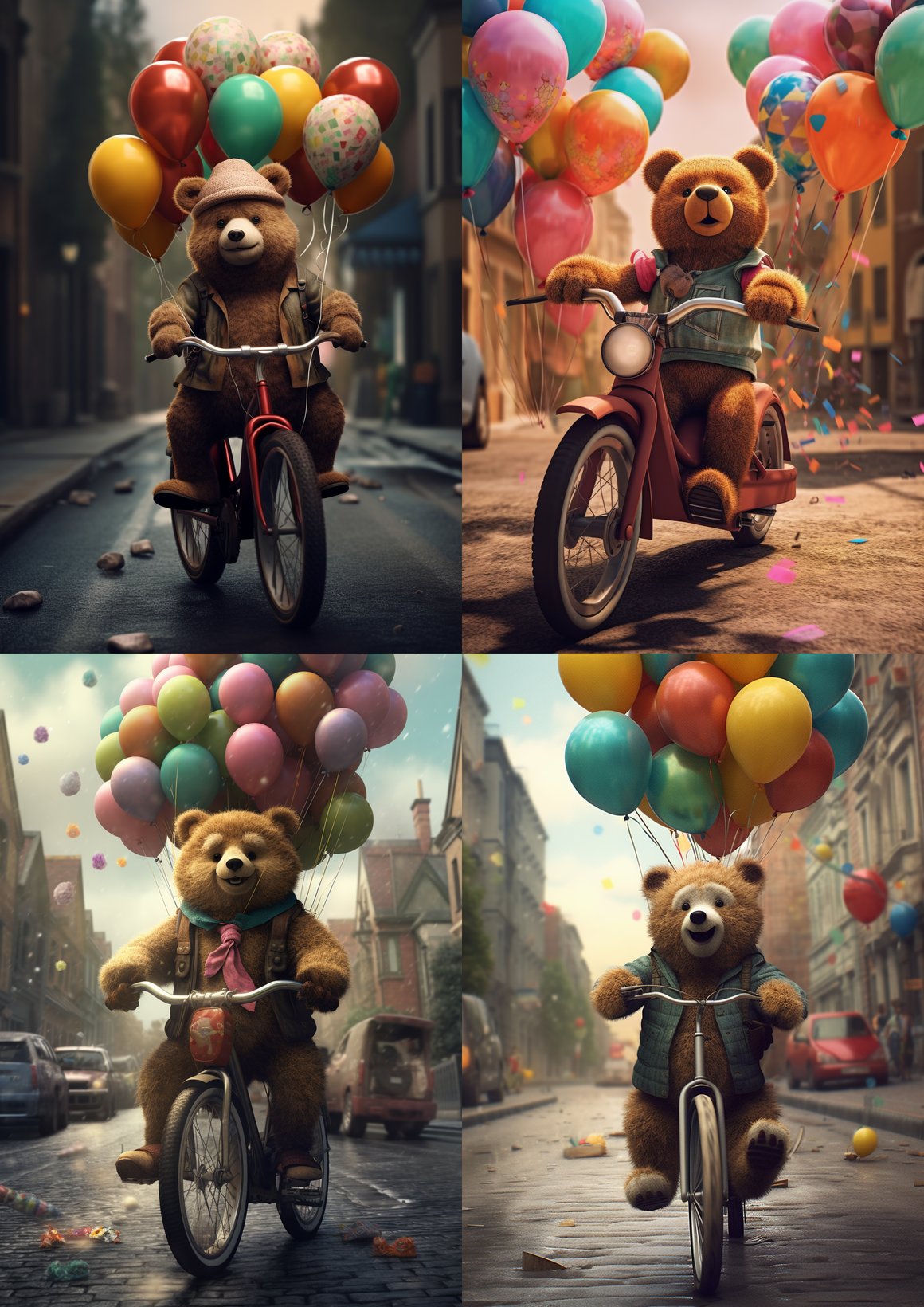 Cinematic Journey: Hyper-detailed Bear on Bike Image