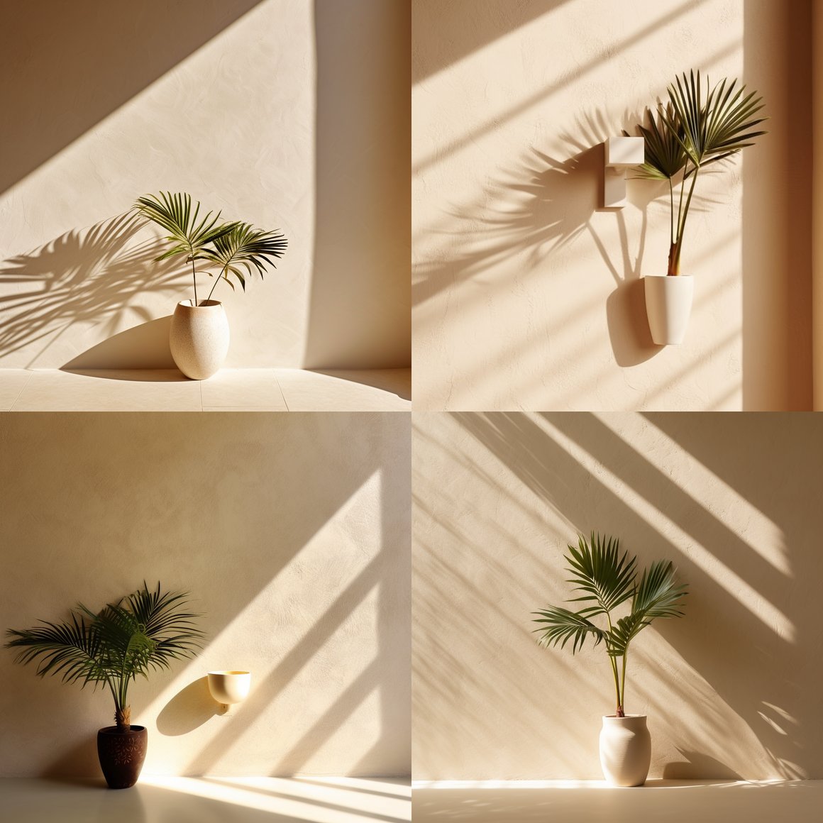 Summer Silhouette: Tropical Shadows on Cream Plaster Wall