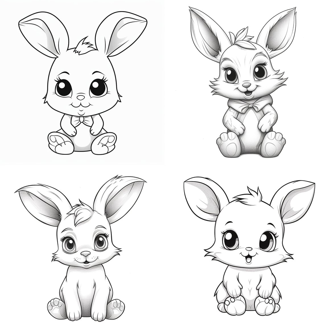 Monochrome Chibi Disney Line Art Coloring Page Design