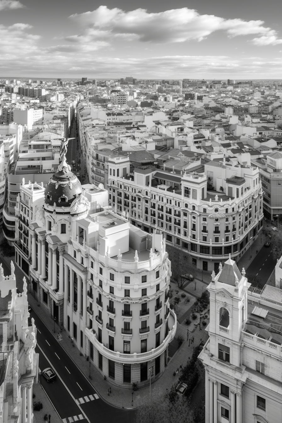 Desolate Madrid: A Future Perspective in Monochrome