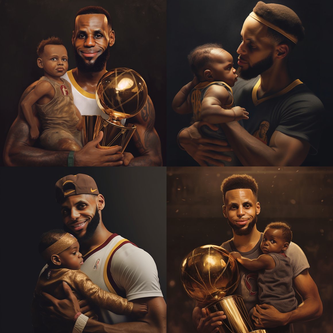 A Surreal Artwork of LeBron James and Baby Steph Curry