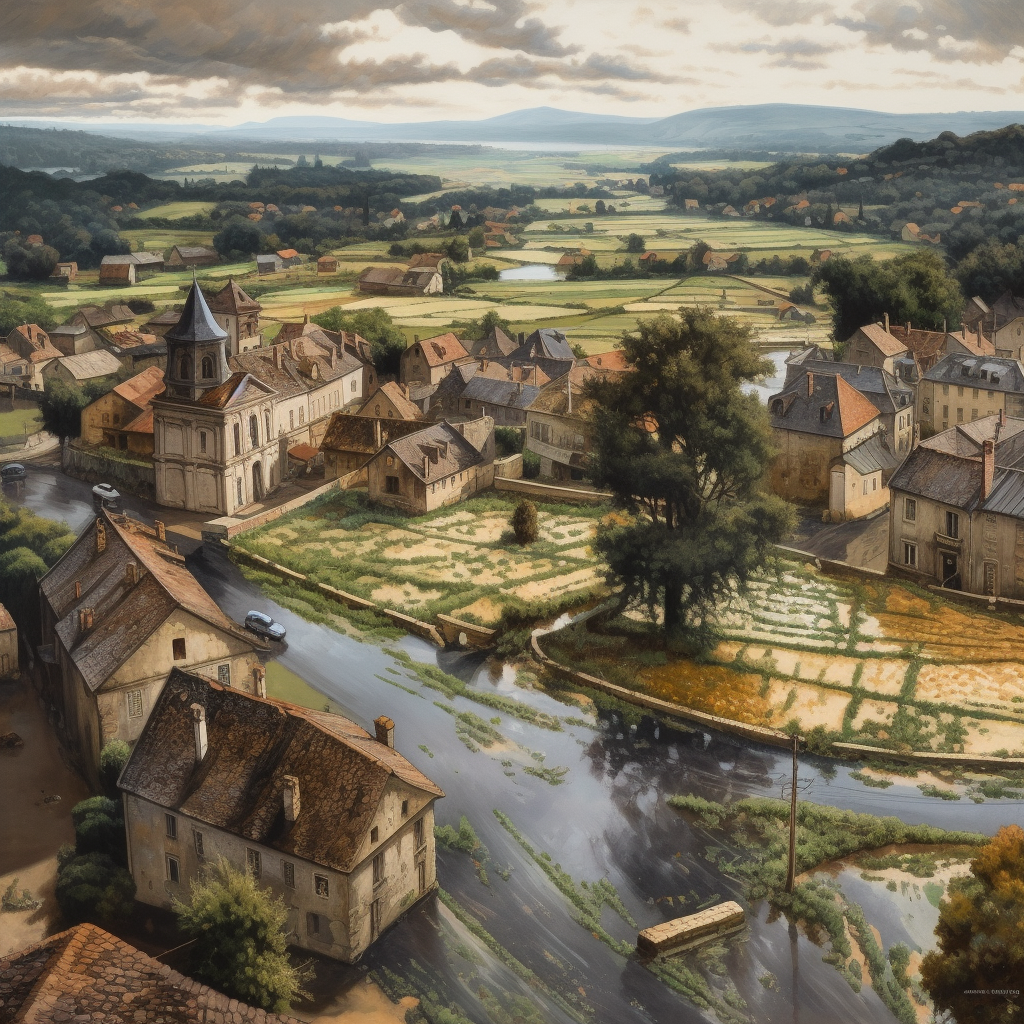 Submerged Halt: A Flooded French Village