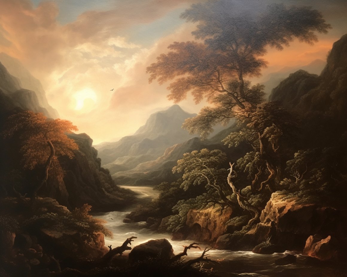 Classical 18th Century River Landscape in 4k