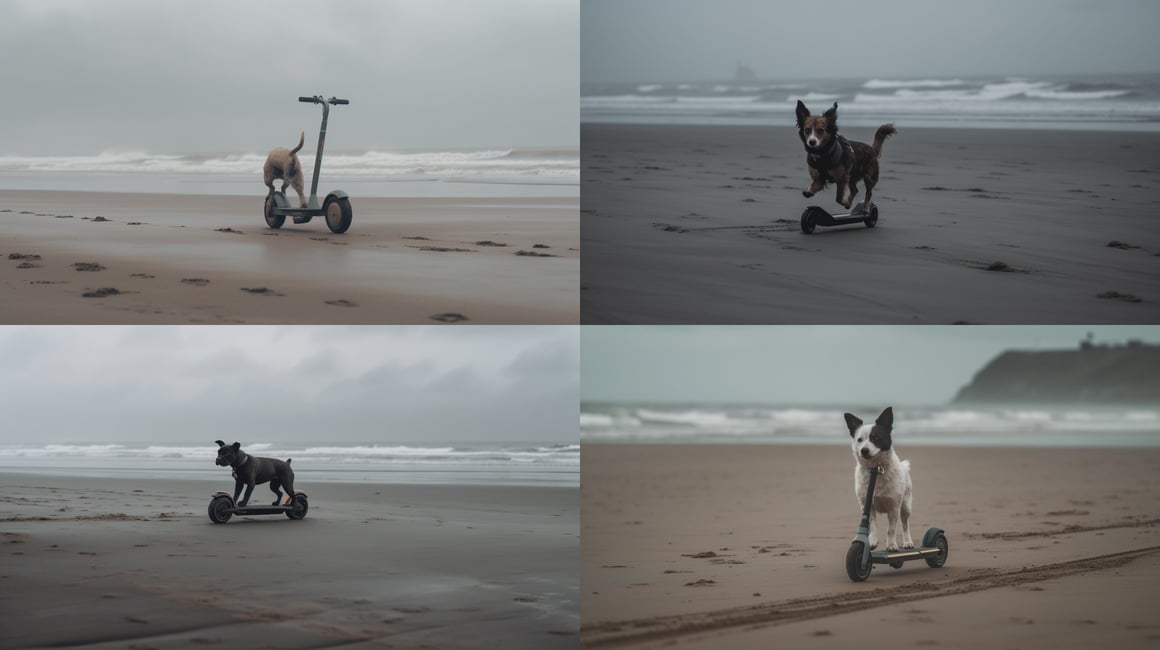 Mid-Trip Snapshot: Dog Chase on Overcast Beach