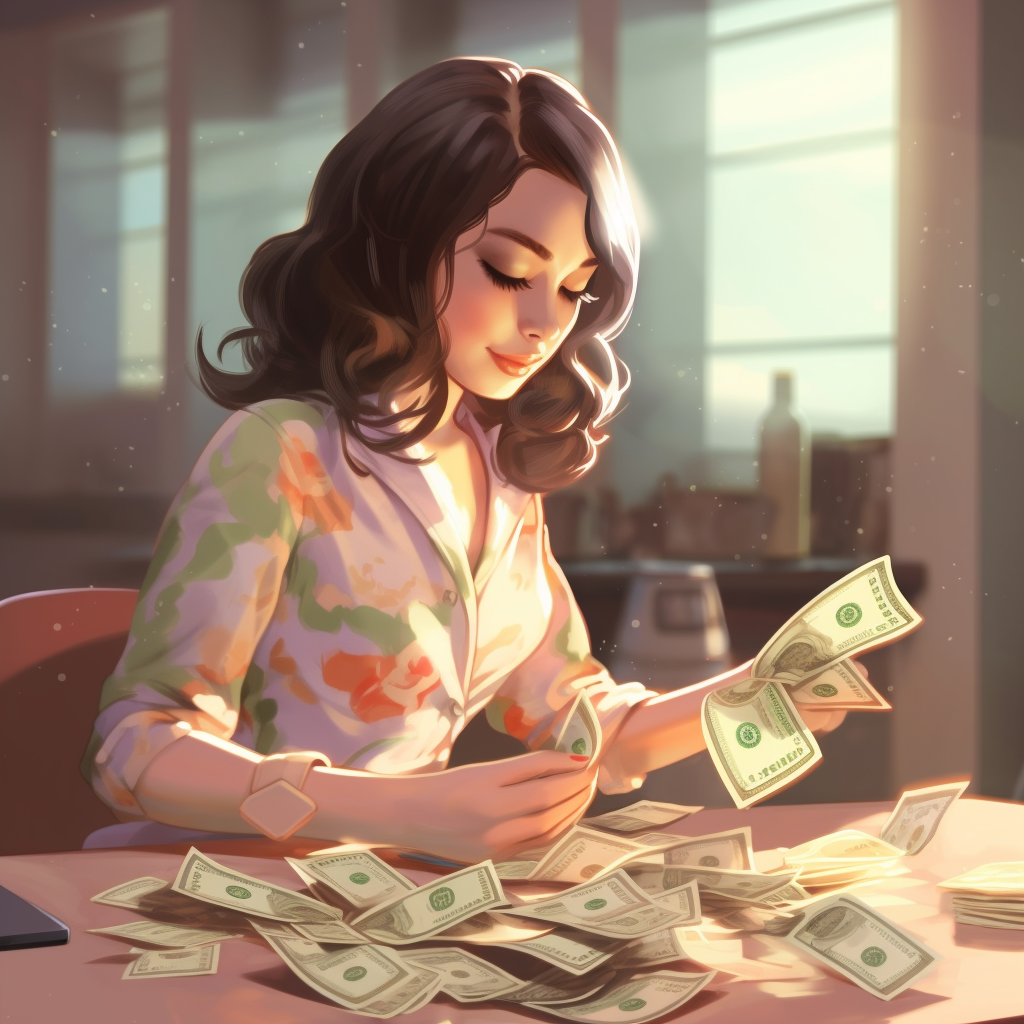 Midday Savings: A Woman's Joyful Count