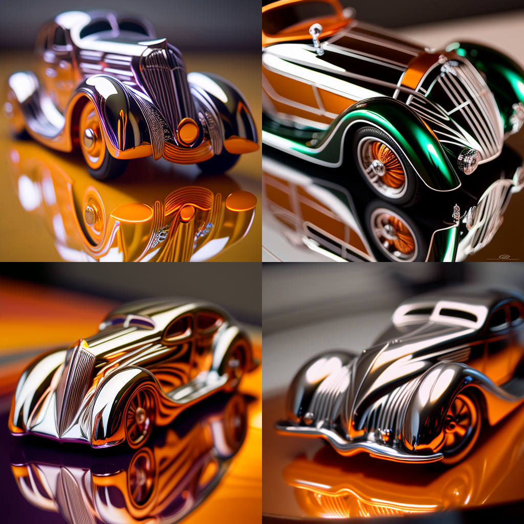 Art Deco Dreams: Miniature Chrome Voyage with Hot Wheels