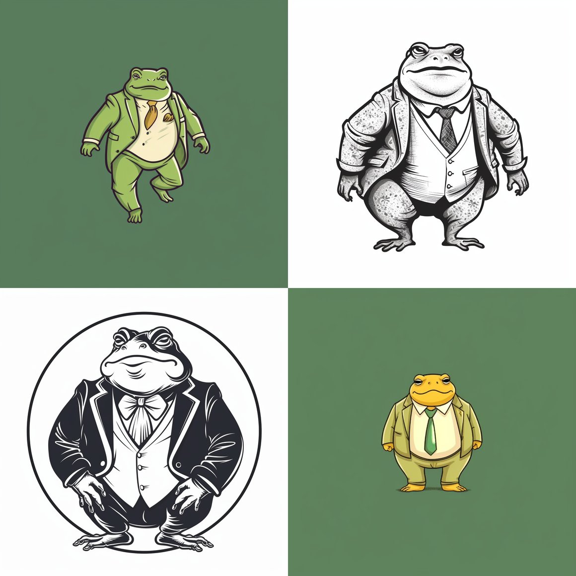 Chubby Frog in a Suit: Logo Design Progress