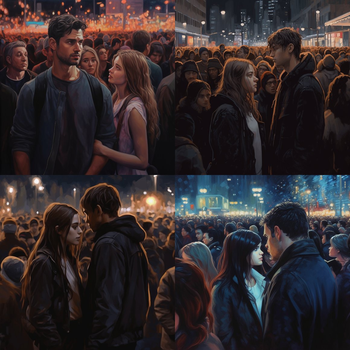 Midnight Encounter in the City Crowd