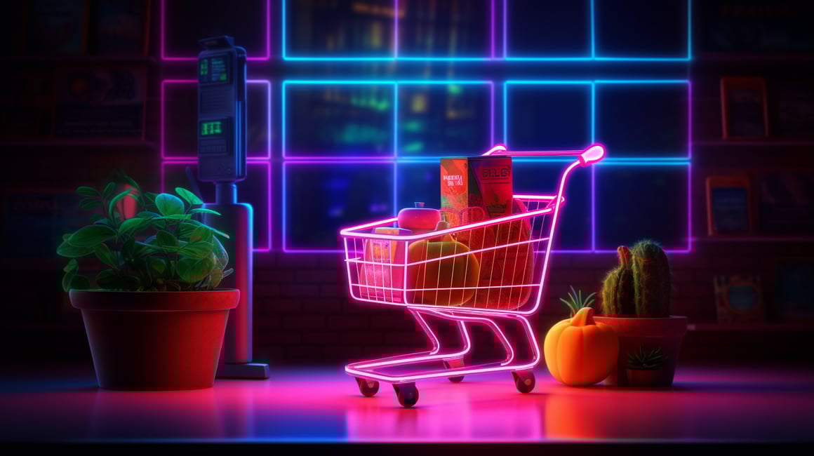 Neon Cyber Shopping: Mid-Journey Break