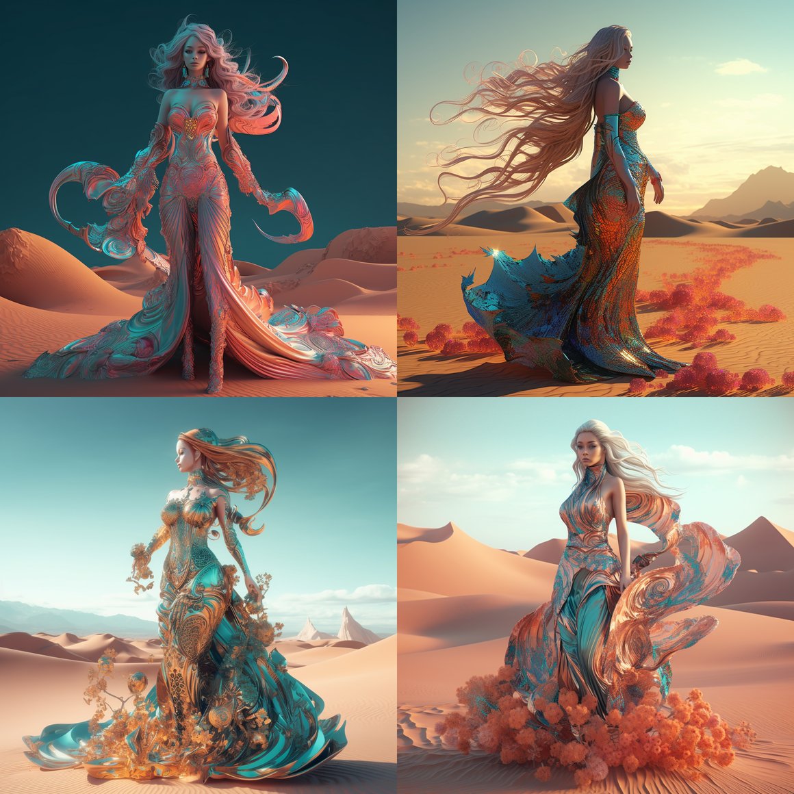 Neon Goddess: A Mid-Journey Through Desert Tranquility