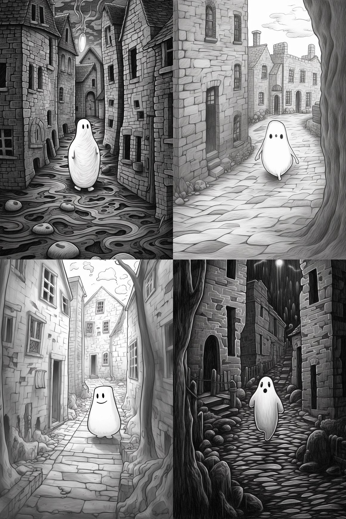 Haunted Cobblestone Path: A Coloring Adventure