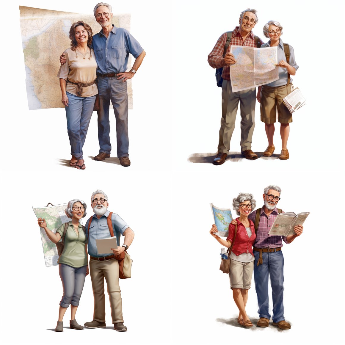 Happy Pixar Style Parents Examining Map - Hyper Realistic Artwork