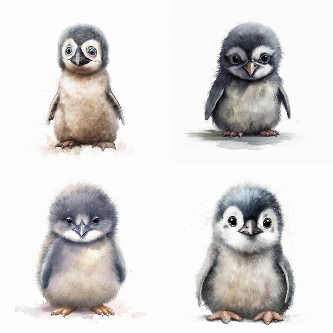 Detailed Illustration of a Grumpy Baby Penguin