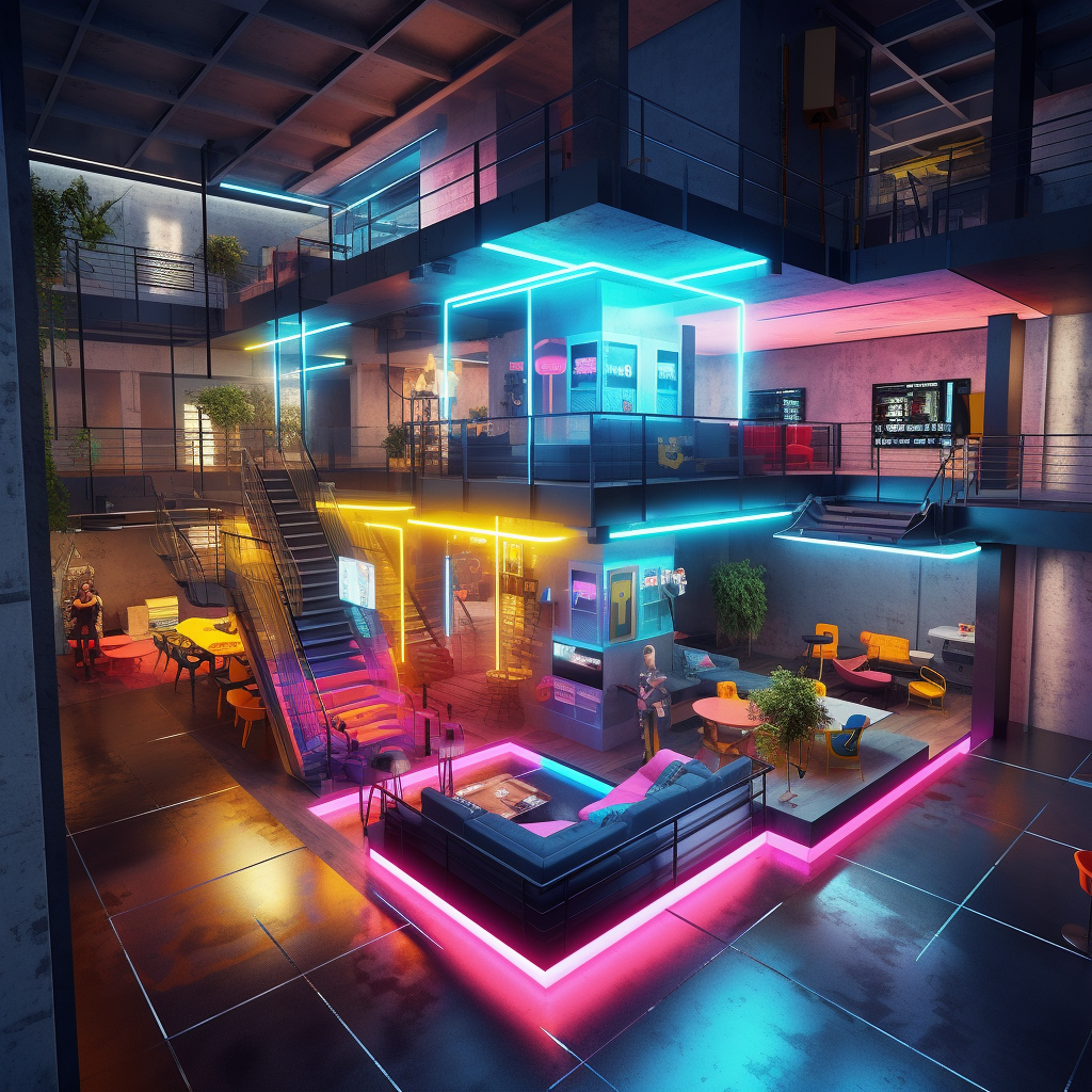 Neon Odyssey: High Tech Interactive Gaming Space